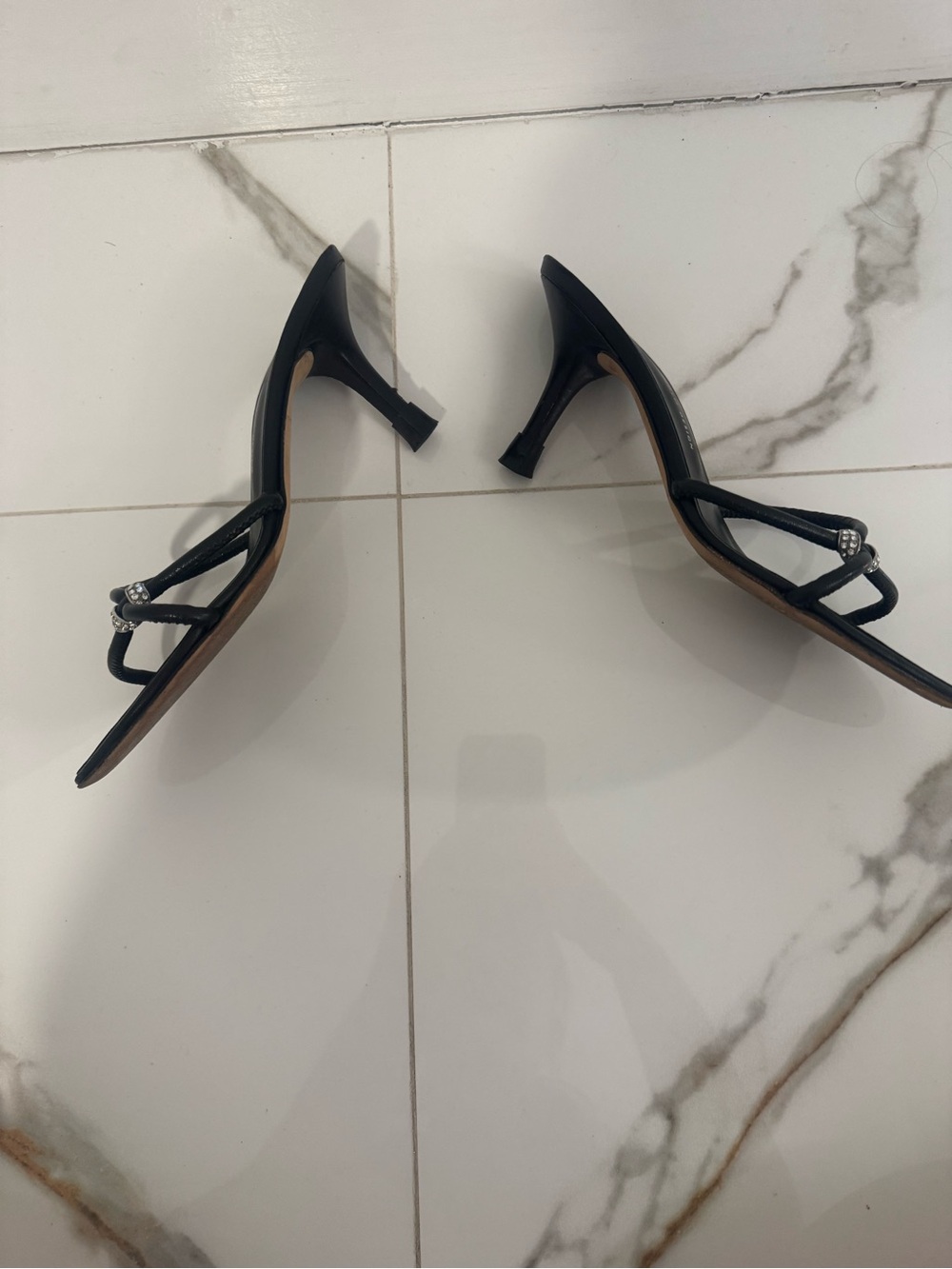 Giuseppe Zanotti Black Strappy Crystal-Knot Heels - Picture 6 of 9